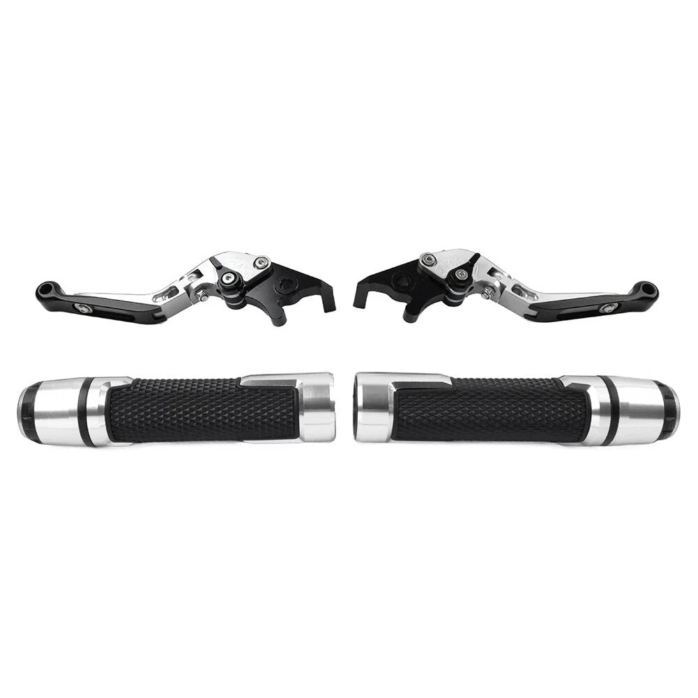 Silver Extendable Brake Clutch Levers & Handlebar Grips for BMW C650GT (2012-2018)