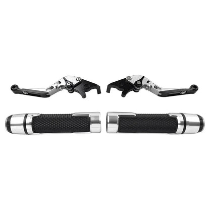 Silver Extendable Brake Clutch Levers & Handlebar Grips for BMW C650GT (2012-2018)