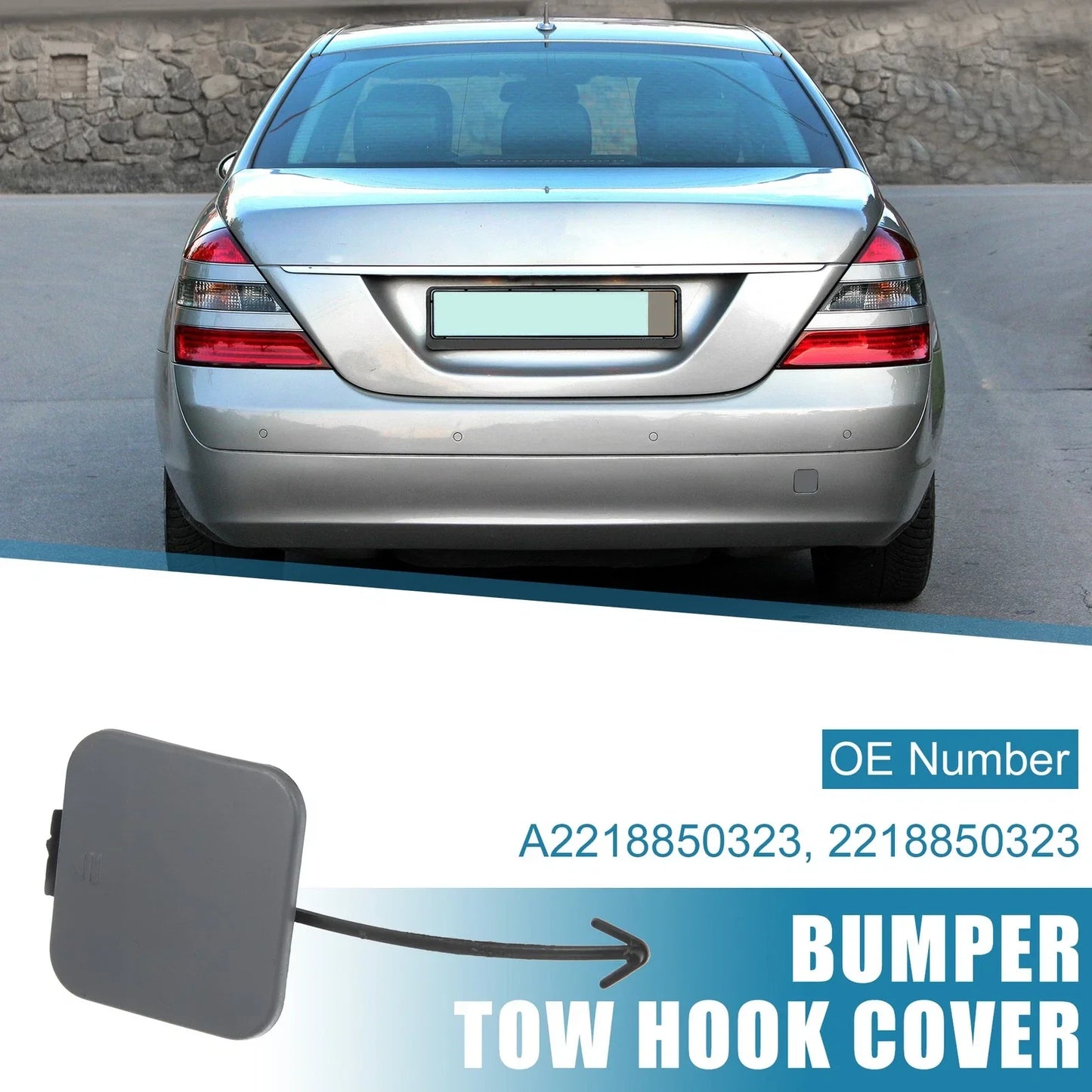 Rear Bumper Tow Hook Cover for Mercedes-Benz W221 (2007-2009) Matte Gray