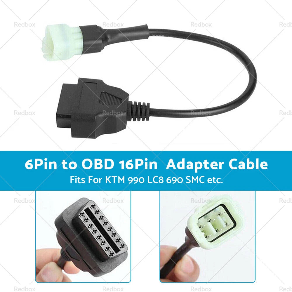 KTM 6 Pin to OBD 16 Pin Adapter Diagnostic Cable Connector