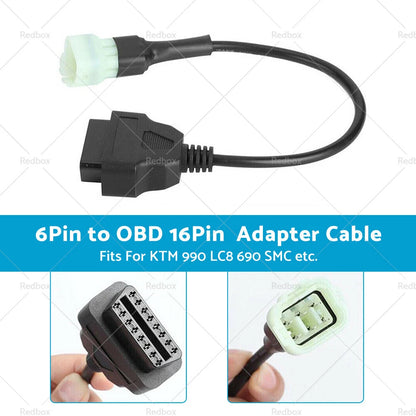 KTM 6 Pin to OBD 16 Pin Adapter Diagnostic Cable Connector