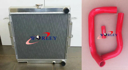 5ROW Aluminum Radiator + RED Hoses for Toyota Landcruiser 75 Series (1980-1990)