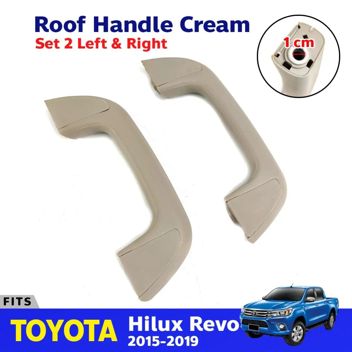 Interior Roof Handle Grab Cream Pair Fits Toyota Hilux Revo 2015-19 D11