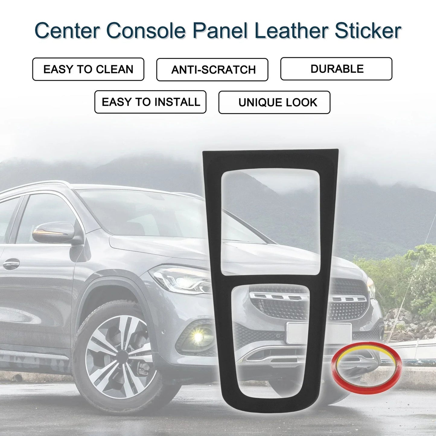 Center Console Panel Sticker for Mercedes-Benz GLA GLB EQA EQB Matte Black