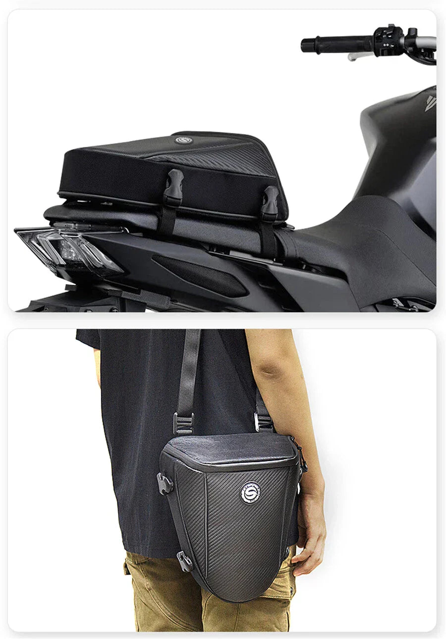 Black Motor Back Seat Bags for Touring Motorcycle Saddle (Fits Various Models)