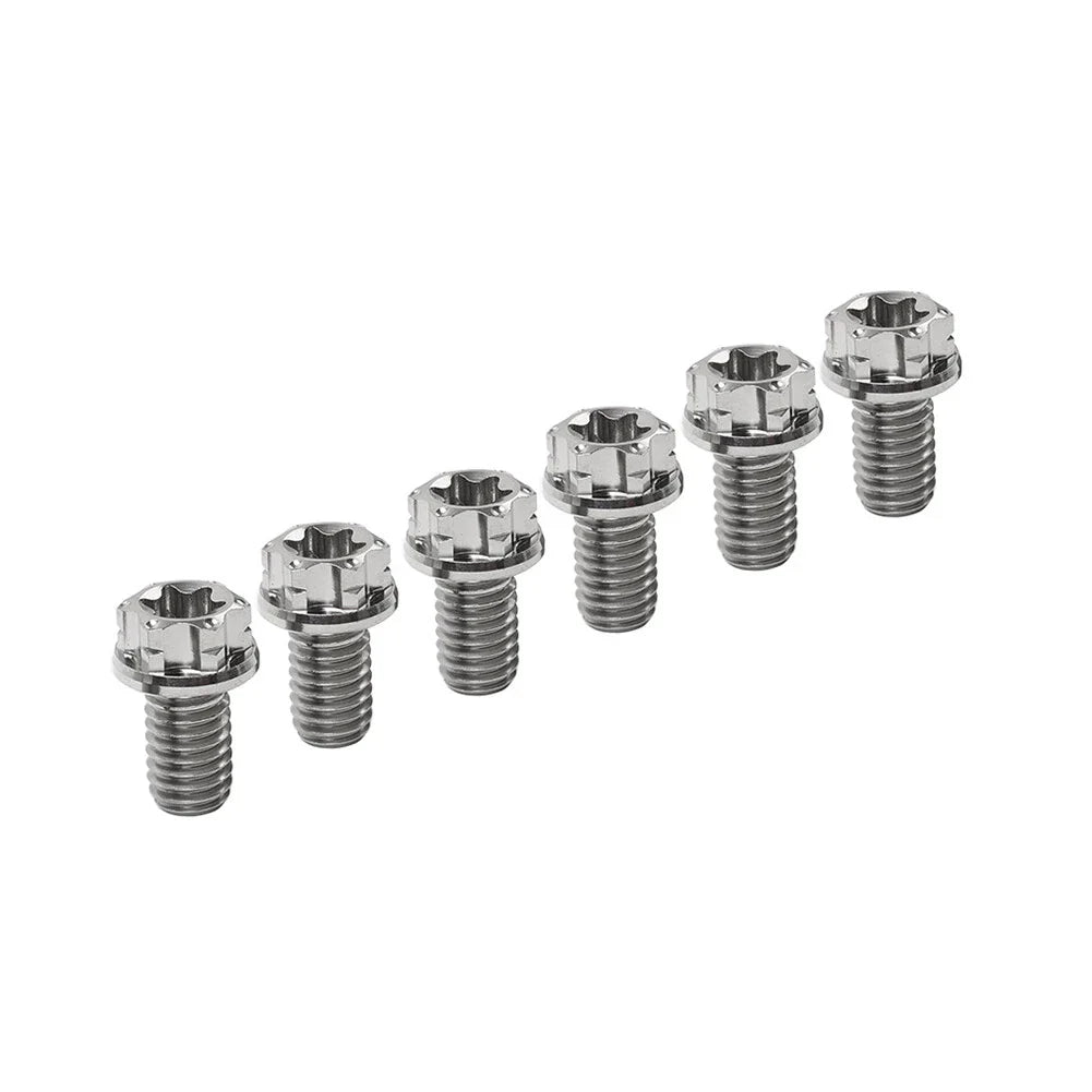 6pcs M6x15mm Titanium Torx Head Flange Screws for Motor Bike/Bicycle