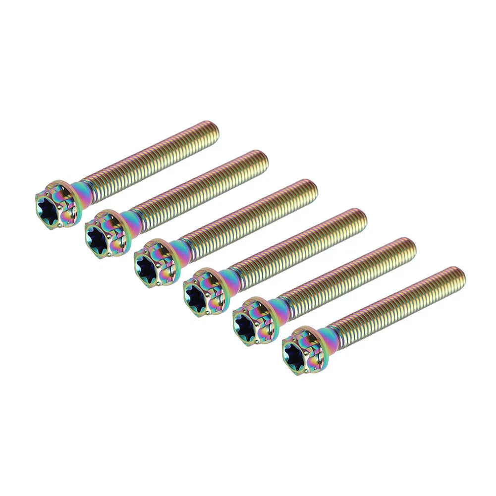 6pcs M6x50mm Titanium Torx Head Flange Screws for Motorcycle Bike