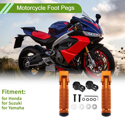 Motorcycle Foot Pegs for Honda, Suzuki, Yamaha - Rear Brake Pedal - Orange