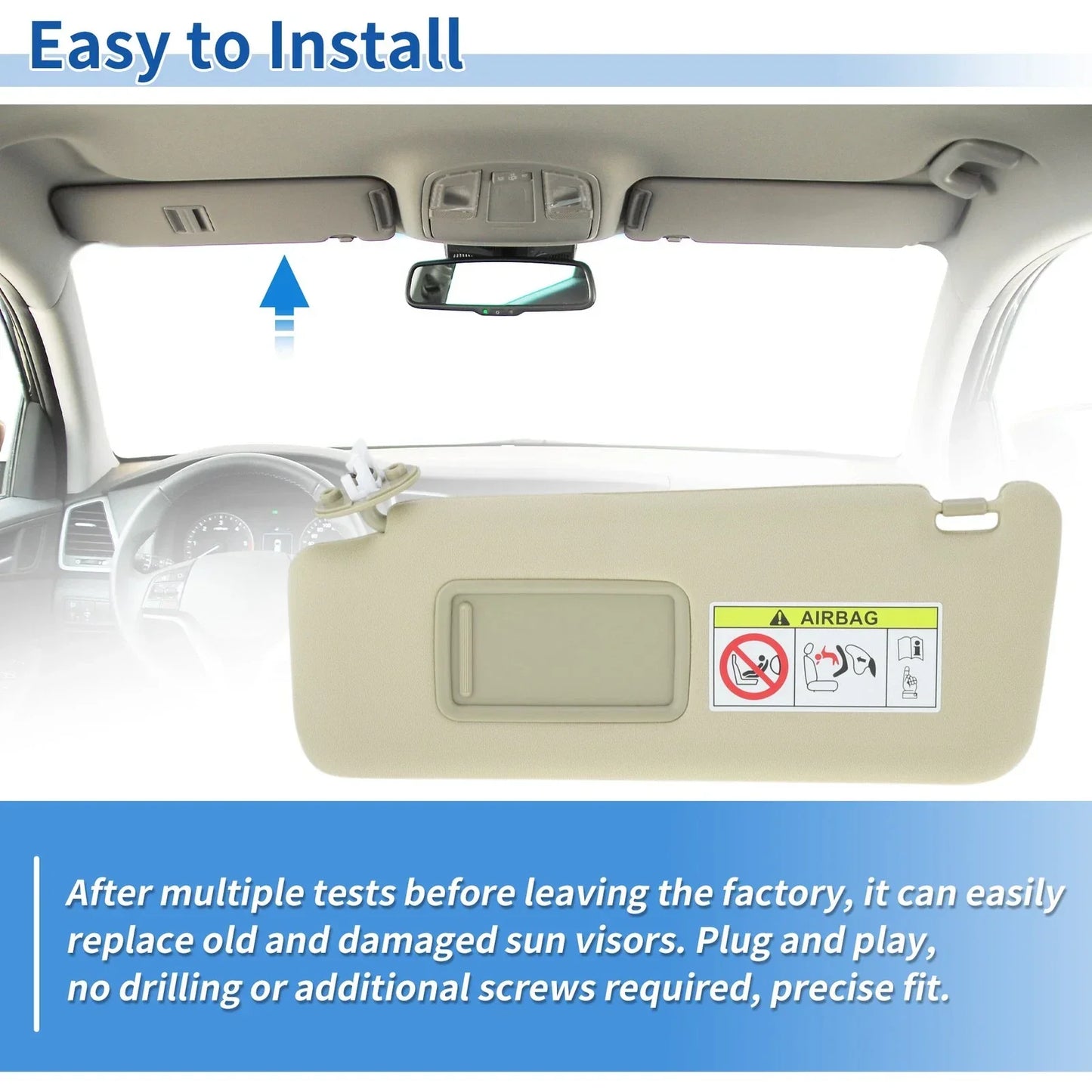Left Side Sun Visor for Lexus GX460 2010-2023 Beige Replacement Visor