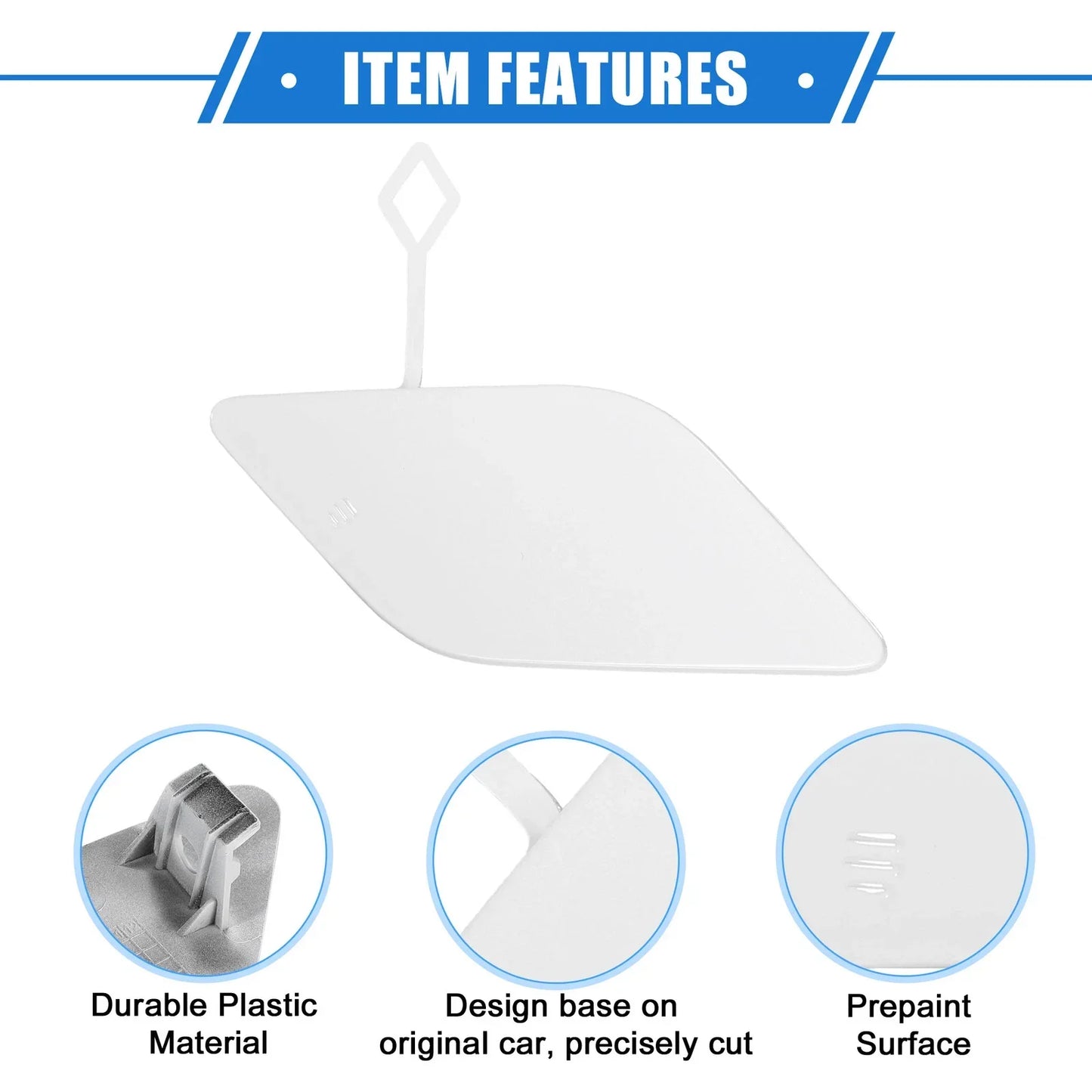 Front Bumper Tow Hook Eye Hole Cap for Mercedes-Benz E350 (2010-2013) White