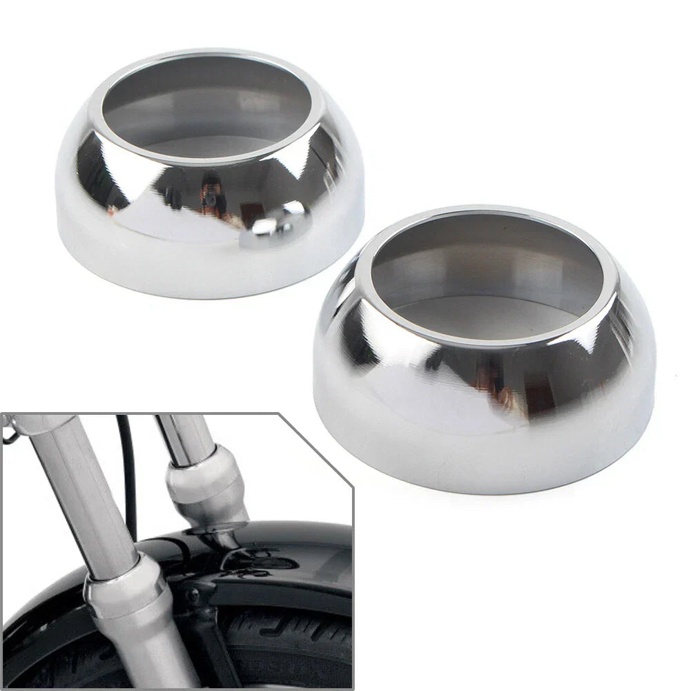 39mm Chrome Front Fork Boot Cap Covers for Harley Sportster Dyna FXR FXD