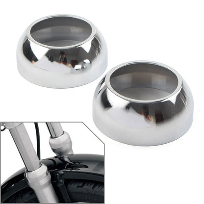 39mm Chrome Front Fork Boot Cap Covers for Harley Sportster Dyna FXR FXD
