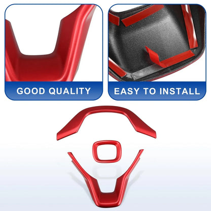 3 x ABS Interior Steering Wheel Cover Trim for Honda Accord (2018-2021) Red