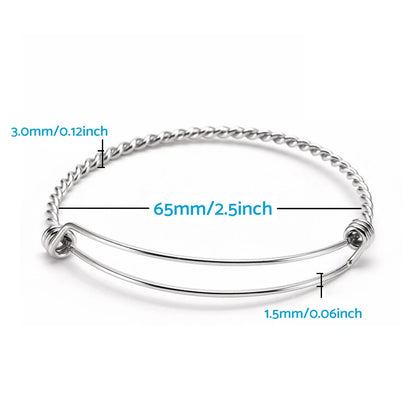 10 x Stainless Steel Adjustable 2.5" Bangle Bracelets for Jewelry Making