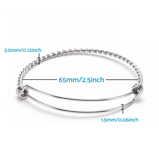 10 x Stainless Steel Adjustable 2.5" Bangle Bracelets for Jewelry Making