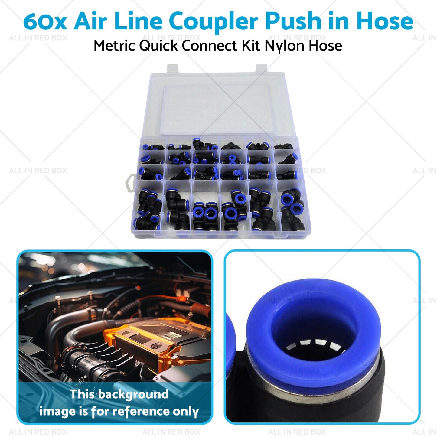 60pcs Pneumatic Push-in Air Line Hose Joiner Connect Fittings
