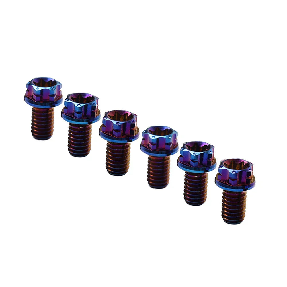 6pcs M8x10mm Titanium Torx Head Flange Bolts for Motorcycle Bike