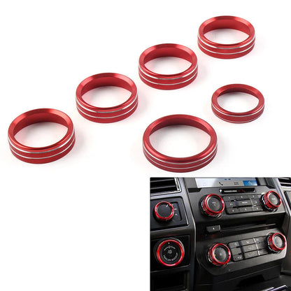 6x Air Conditioner Switch Knob Trim for Ford F150 XLT (2015-2020) Red