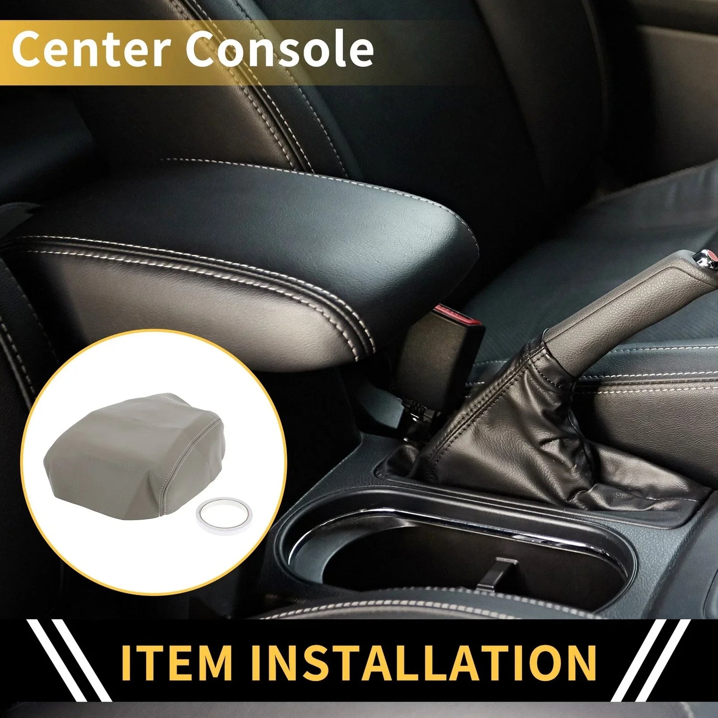 Center Console Cover for Honda Ridgeline 2006-2014 Microfiber Leather Grey