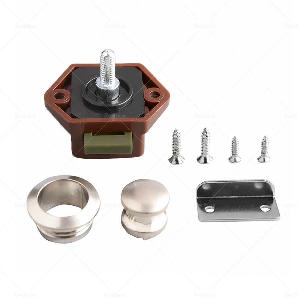 5x Push Button Latch Knob Catch Lock for Drawer Cupboard Caravan Cabinet