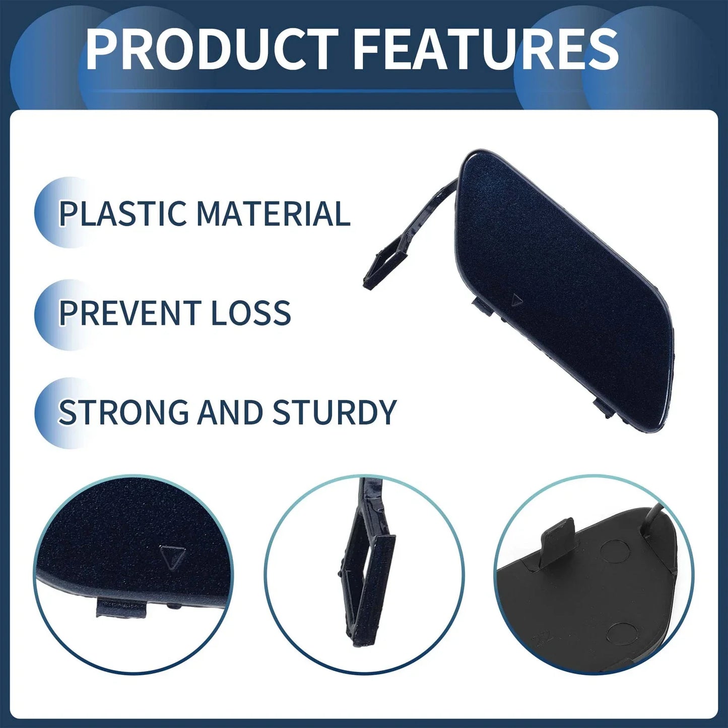Front Bumper Tow Hook Cover for Mercedes-Benz A-Class (2005-2012) Blue Metallic