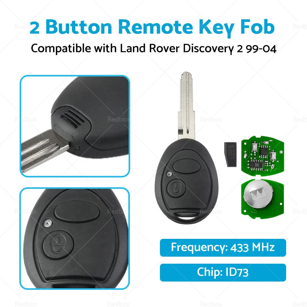 Button Remote Key Fob 433MHz ID73 for Land Rover Discovery (1999-2004)