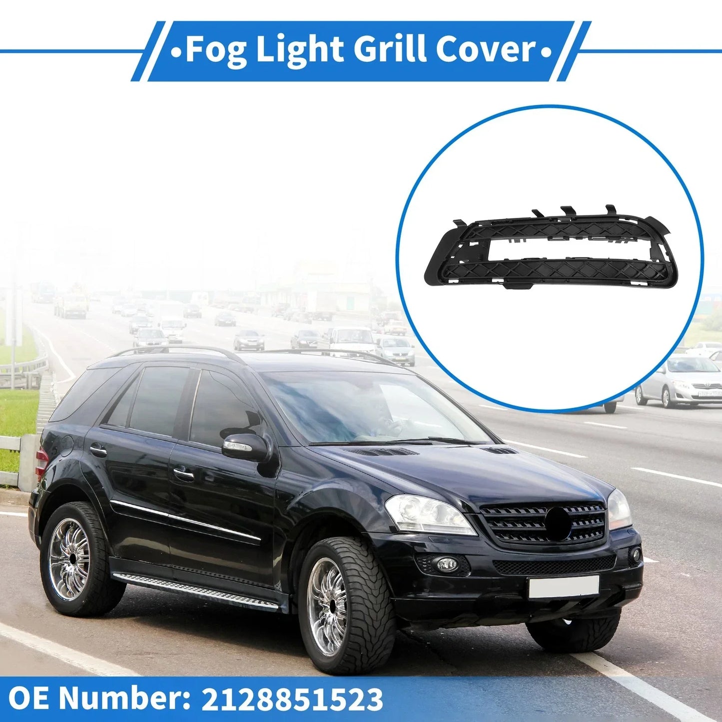 Front Left Fog Light Grill for Mercedes-Benz E350 (2009-2016) Black