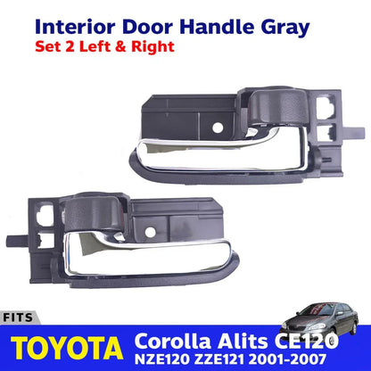 Interior Door Handle Gray Pair Fits Toyota Corolla Altis CE120 Sedan 2001-07 D06