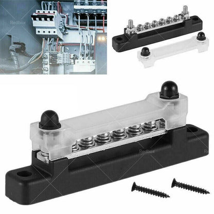 Red & Black 6 Way Bus Bar Power Distribution Terminal Block 12V 150A
