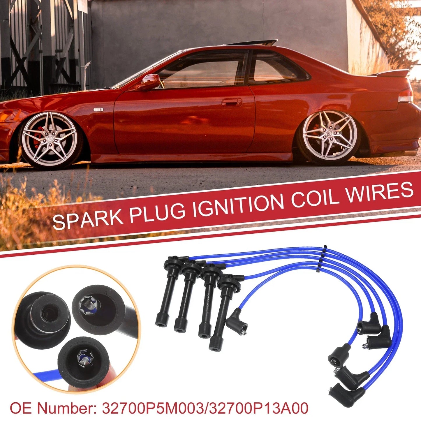 5 x Spark Plug Wire Ignition Coil Cables for Honda Prelude (1993-1996)