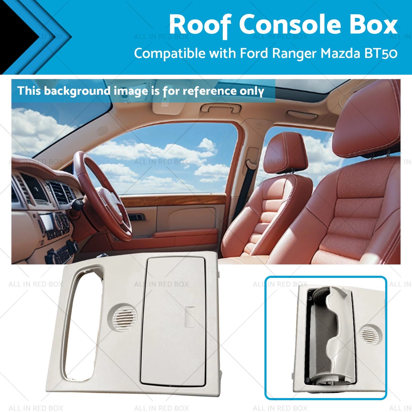 Roof Console Box Sunglass Holder for Ford Ranger, Mazda BT50 (2012-2020)