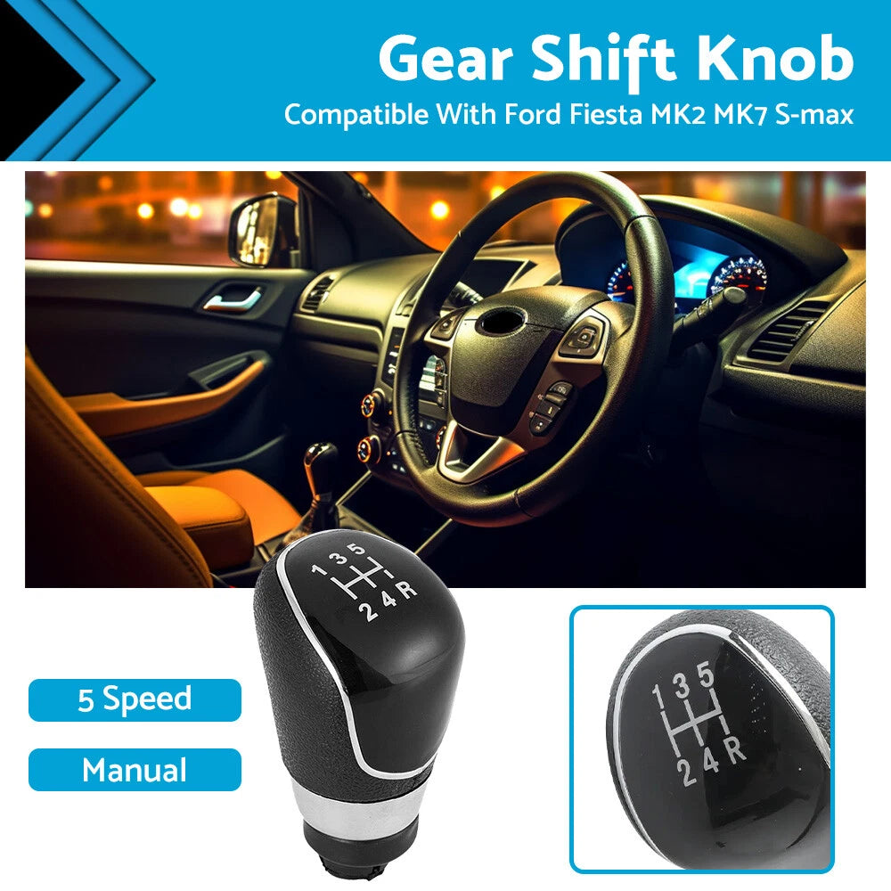 5 Speed Manual Gear Shift Knob for Ford Fiesta MK2, S-Max (2008-2013)