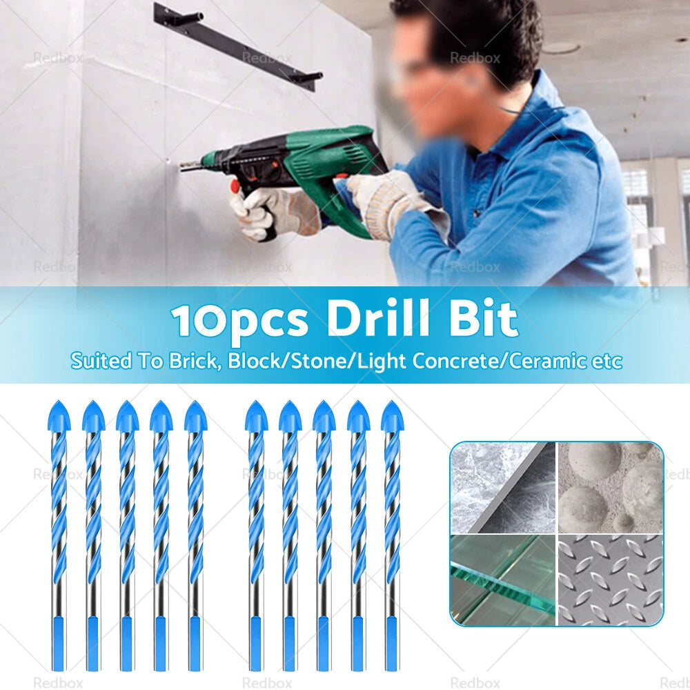 10 x 6mm Tungsten Carbide Drill Bits for Porcelain Tile, Concrete, Glass