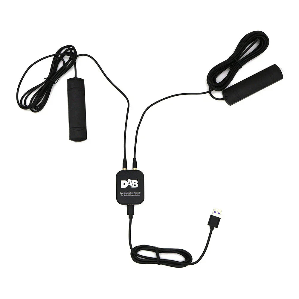 DAB+ Digital Tuner Adapter for Car Audio Radio USB Receiver with Dual Antennas
