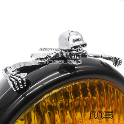 7" Headlight Visor Skull Ornament Trim for Harley Motorcycle