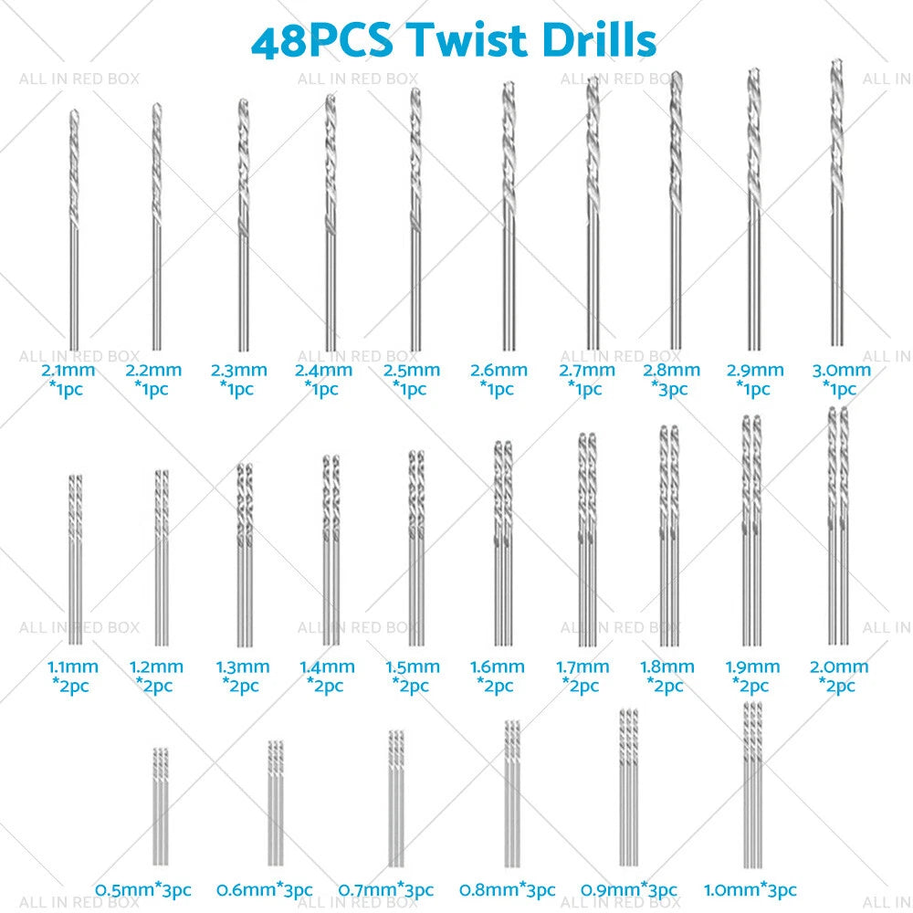 59Pcs Mini Twist Drill Bits Set for DIY Model Craft Wood Tool