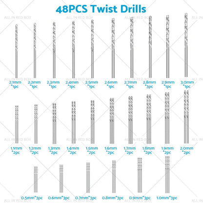 59Pcs Mini Twist Drill Bits Set for DIY Model Craft Wood Tool