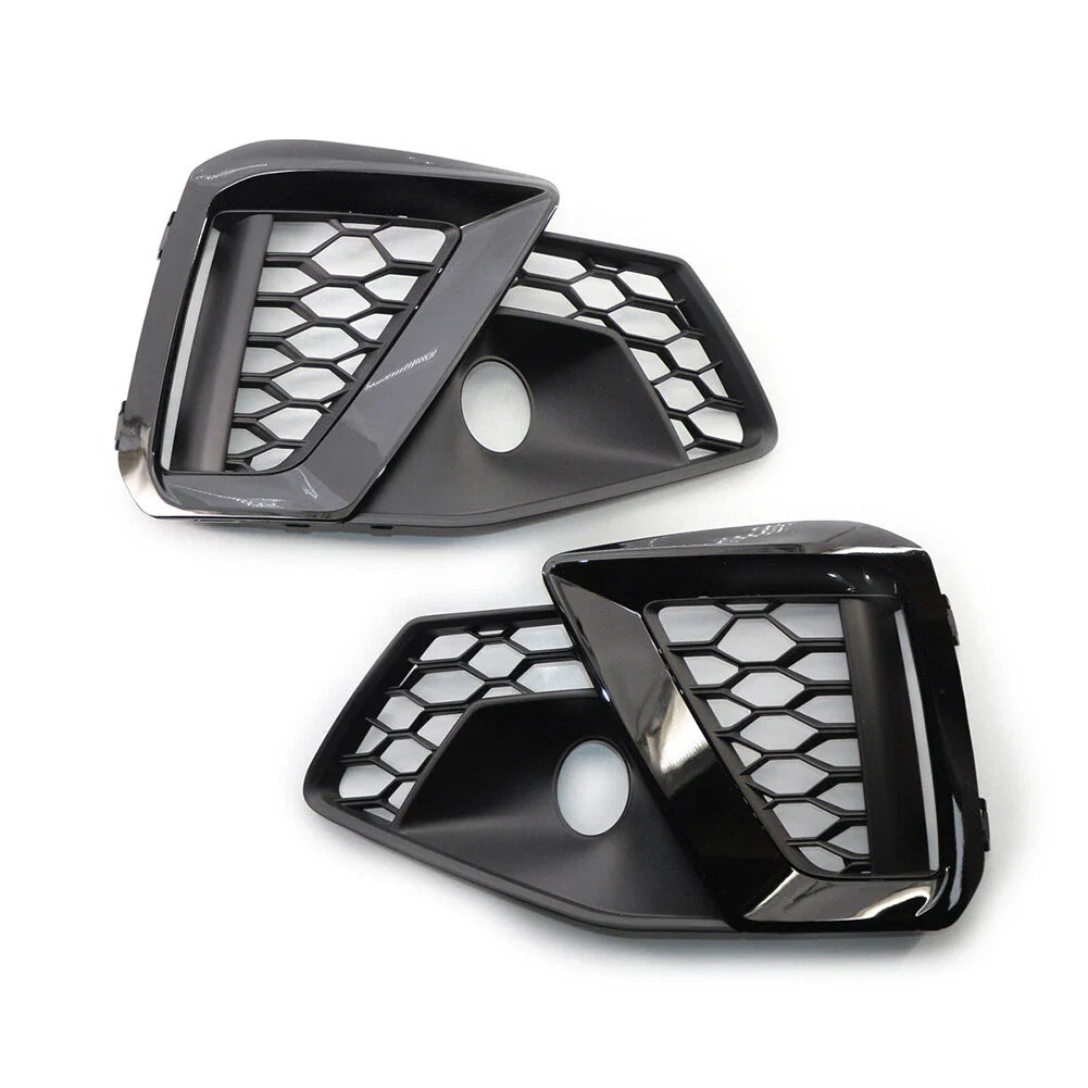 Gloss Black Front Bumper Fog Light Grille for Audi A4L (2020-2022)