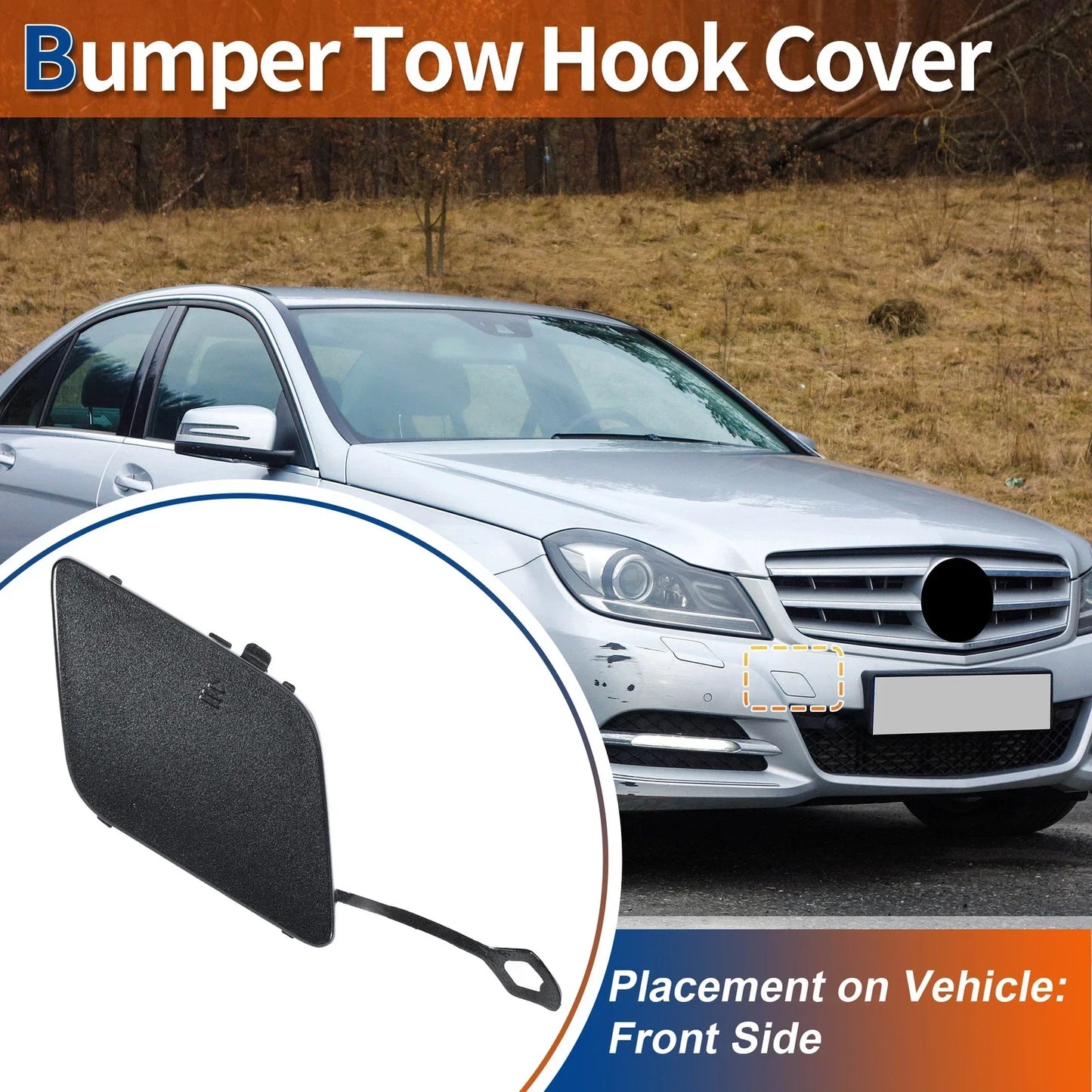 Tow Hook Cover for Mercedes-Benz Front Car Bumper (2012-2018) - Tenorite Grey