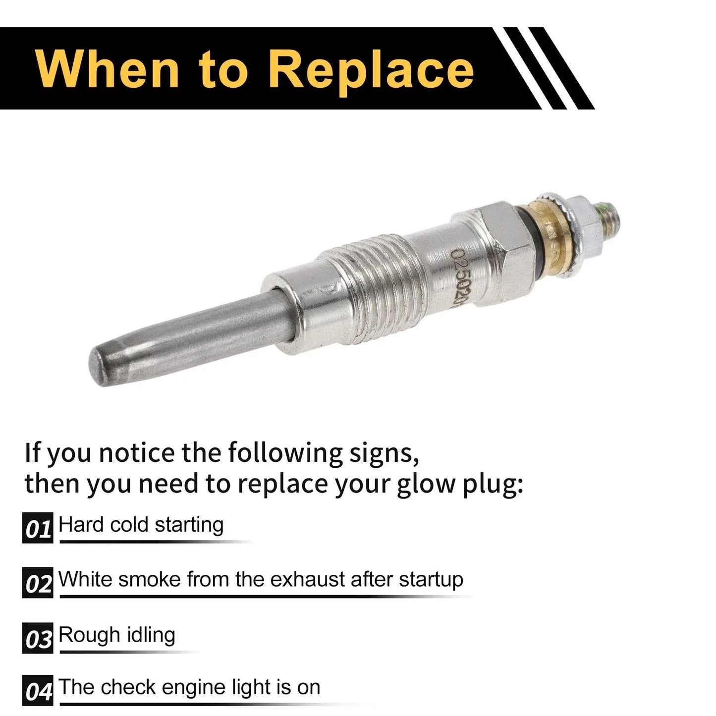 Glow Plug for Diesel Engine - Silver Tone Steel (250201039)