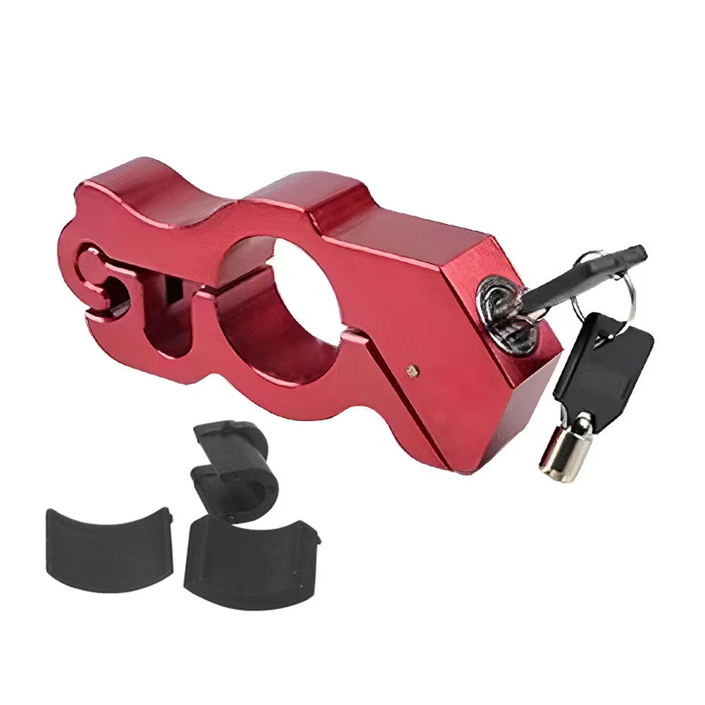 Red Motor Handlebar Grip Lock Anti-Theft Throttle Clutch Brake Lock