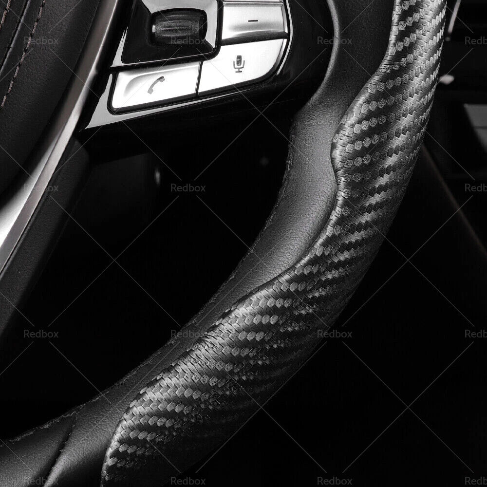 Black Carbon Fiber Steering Wheel Booster Cover for Car Accessories