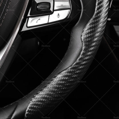 Black Carbon Fiber Steering Wheel Booster Cover for Car Accessories
