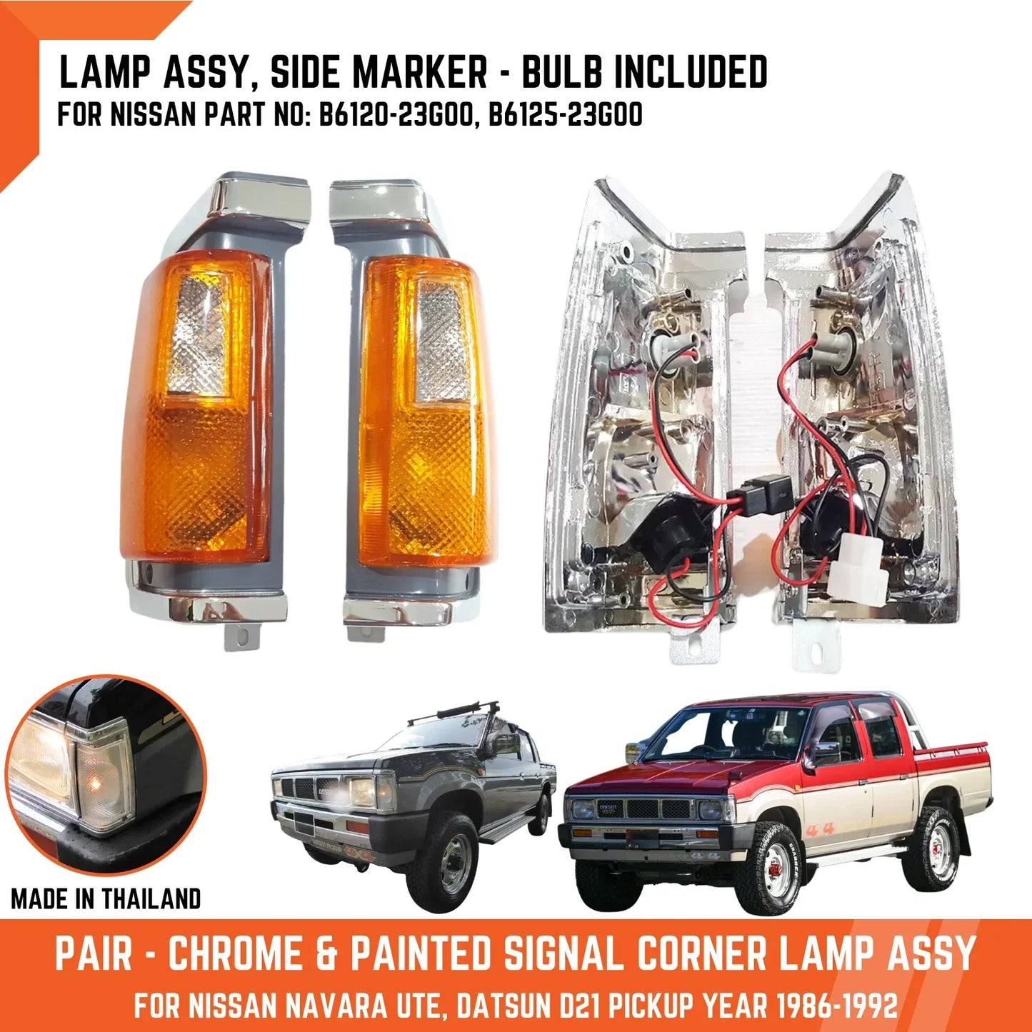 Chrome Grey Corner Turn Signal Light for Nissan Navara D21 (86-92)