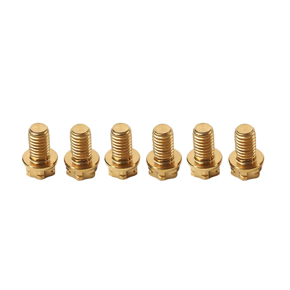 6pcs M6x35mm Titanium Torx Head Flange Bolts for Motor Bike Bicycle Gold