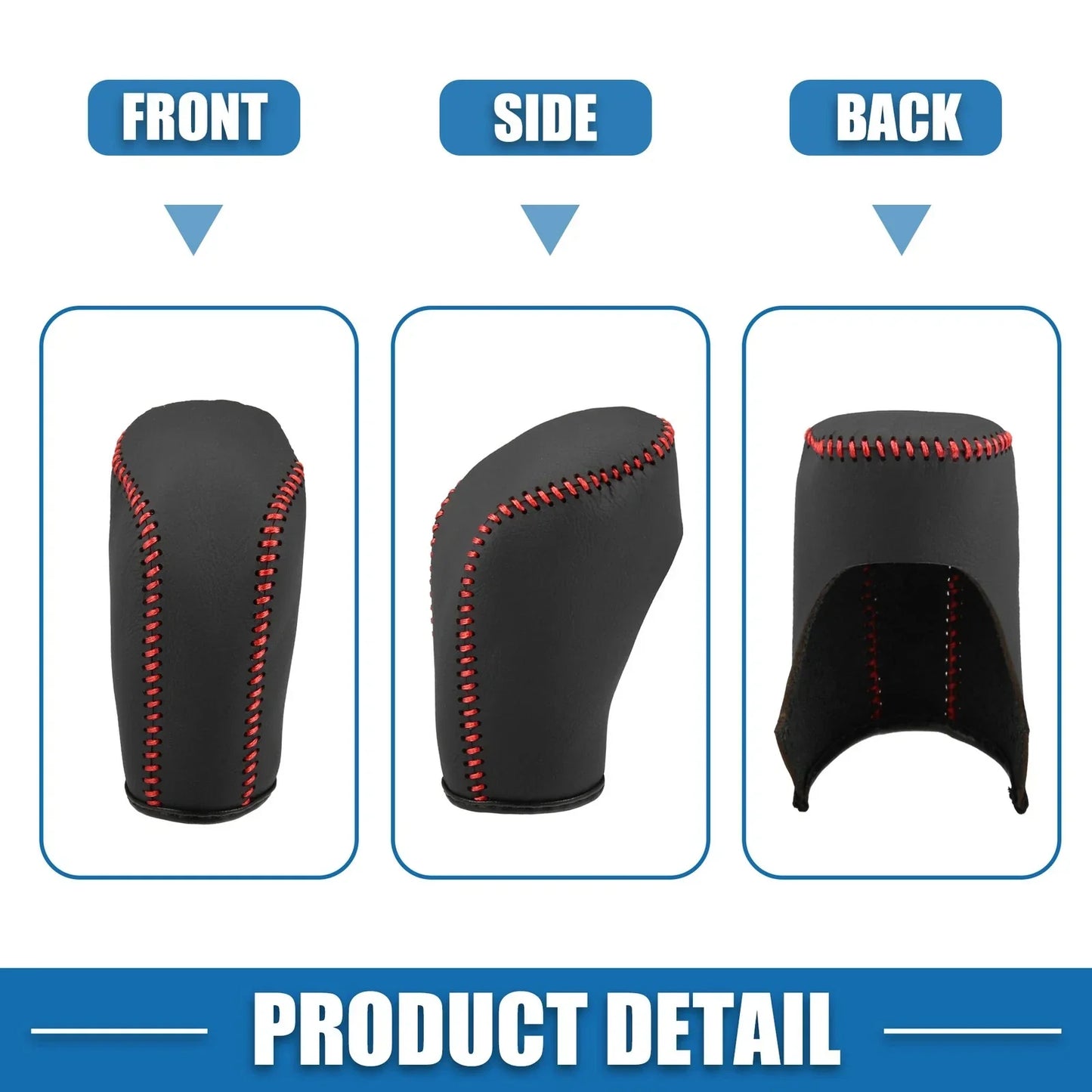 Gear Shifting Knob Cover for Hyundai Verna 2010-2014 Faux Leather Black Red