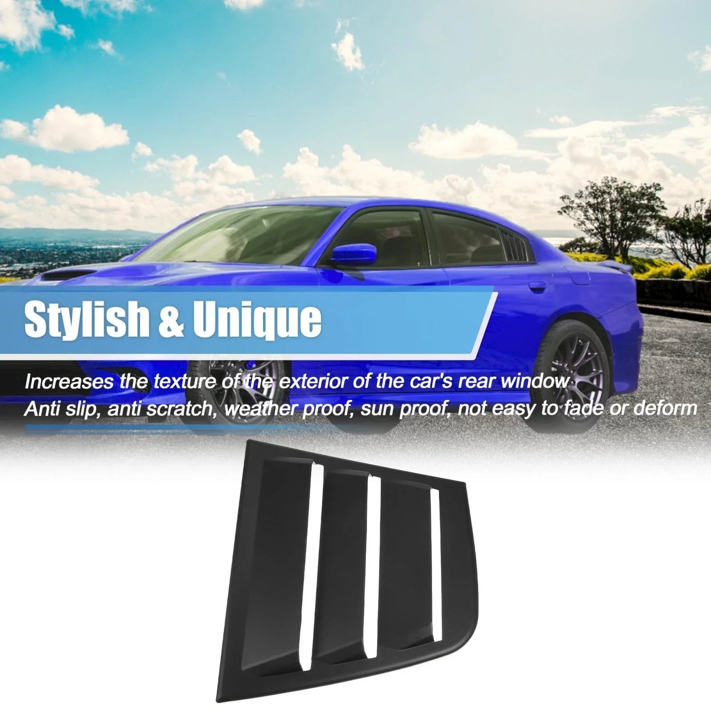 2 x Black Window Louvers for Dodge Charger (2011-2021) Air Vent Scoop Covers