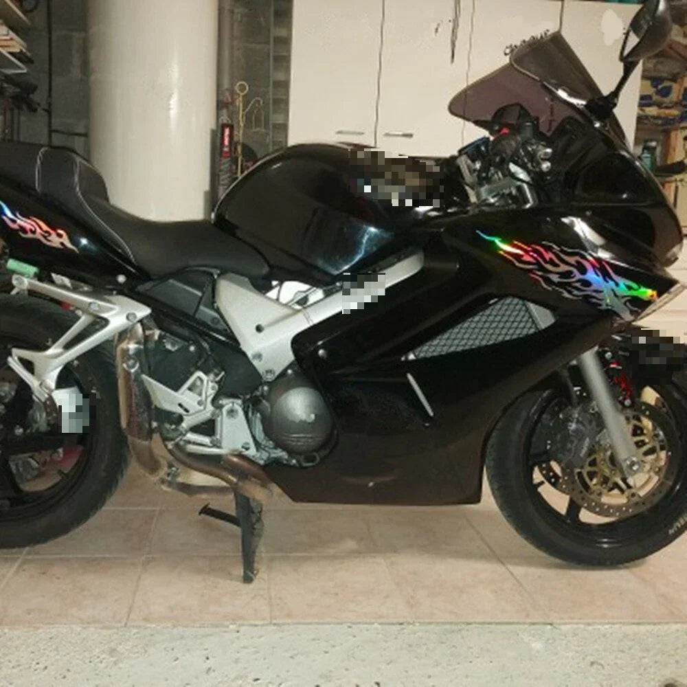 Multicolor Motorcycle Fire Flame Decals for Universal Fit (No Year Specified)