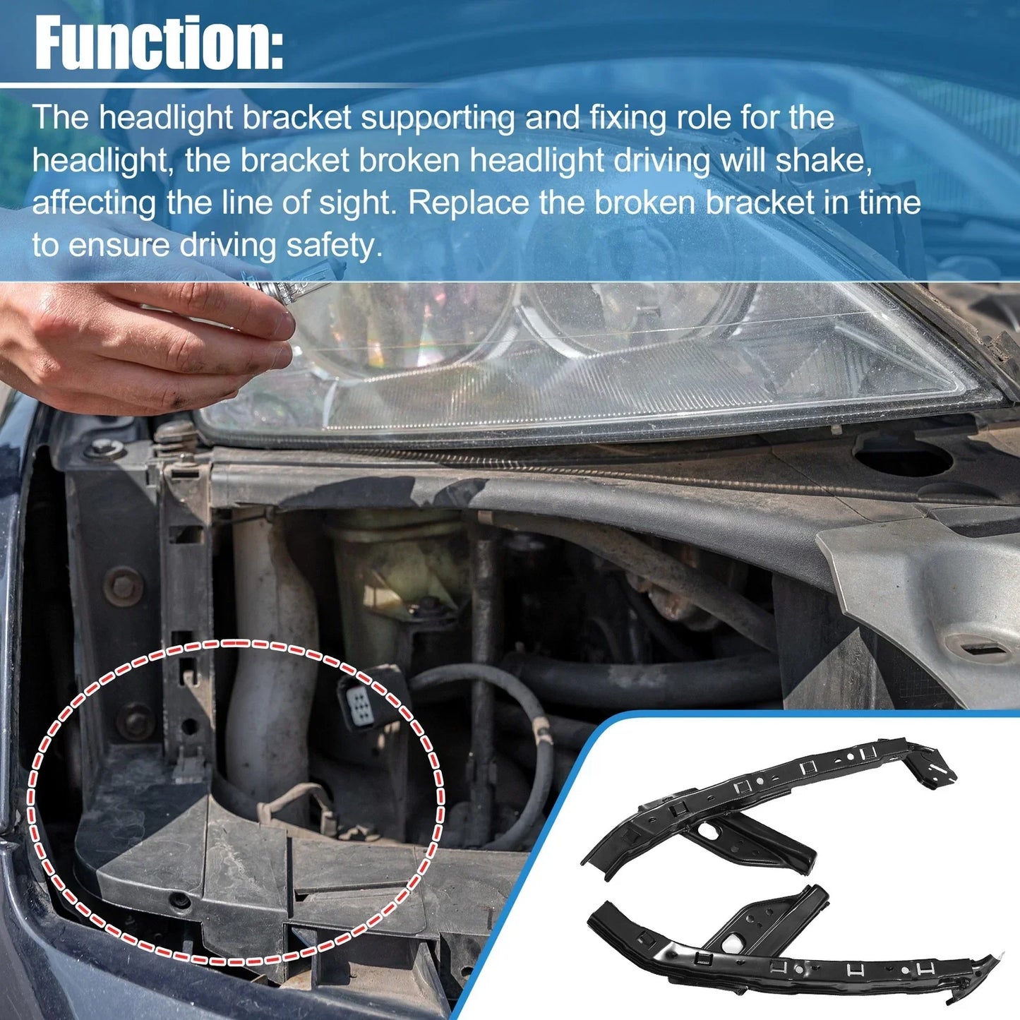 Driver & Passenger Side Headlight Support Mount Bracket for Honda Civic (2006-2011)
