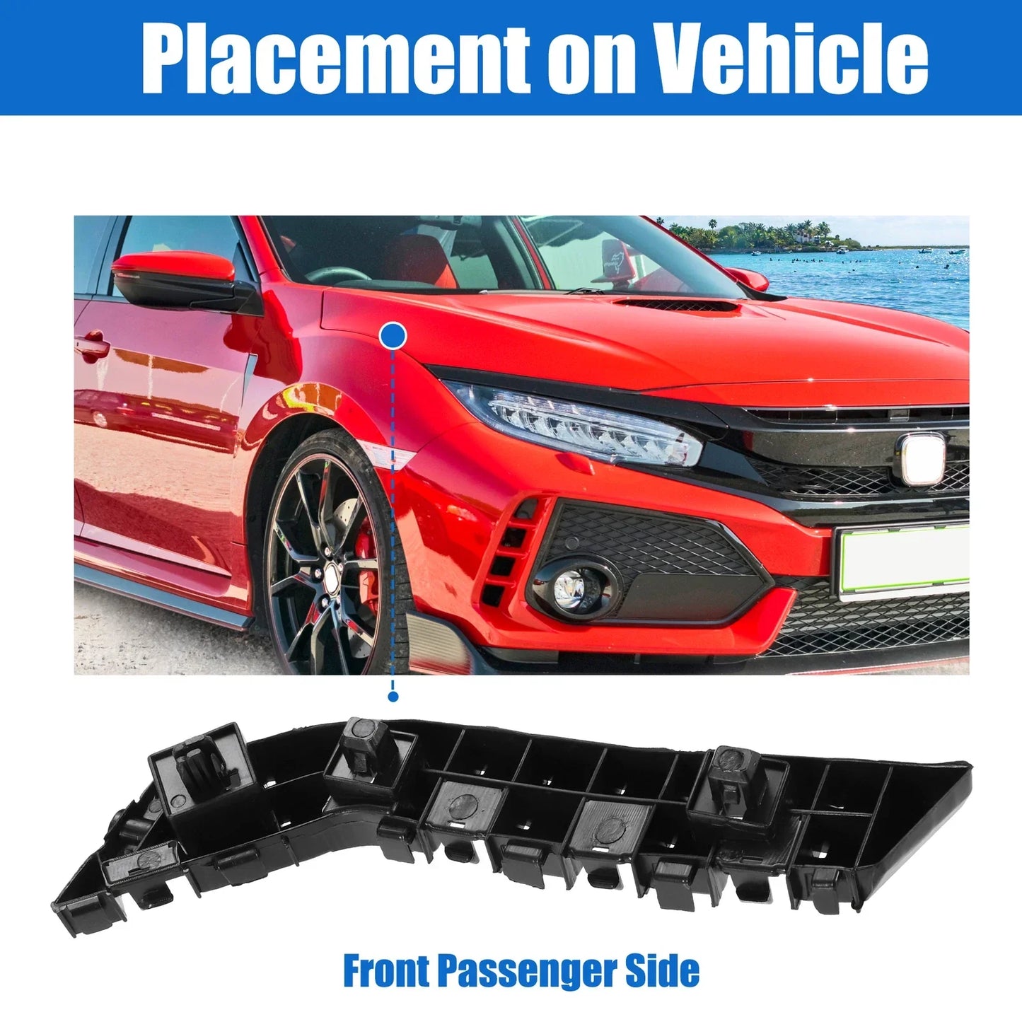 Right Side Front Bumper Mounting Support Bracket for Honda Civic (2016-2020)